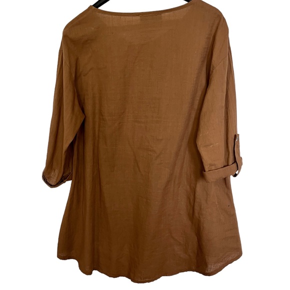 Saga made in Italy Linen Tunic in Brown one size fits all. EUC - Picture 2 of 7